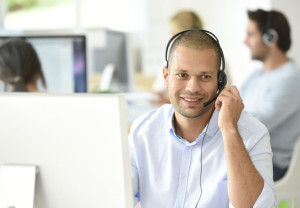 Customer service operator working in office